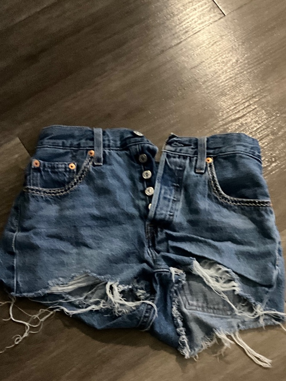 Levi's Blue Distressed Denim Jean Shorts